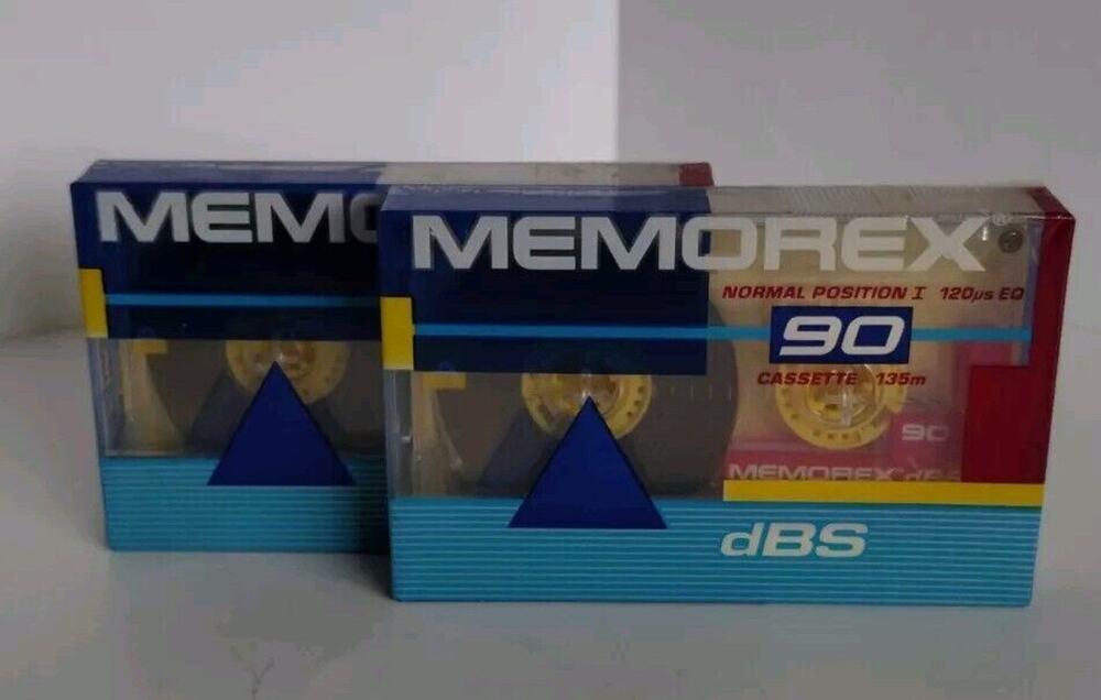 2 Memorex dBS 90 Minutes Audio Cassette Blank Tape Normal Position I ~ NEW